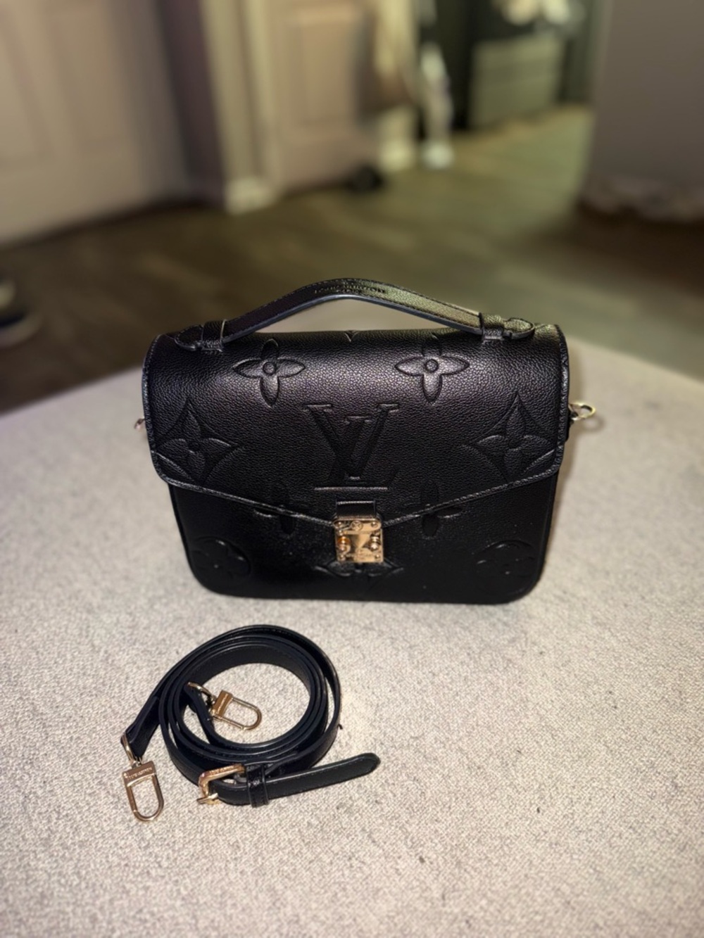 Louis Vuitton Black Monogram Empreinte Pochette with Gold Hardware - Picture 7 of 16